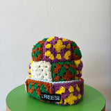 22 Crochet Granny Beanie (Purple/Gold)