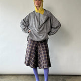 Pleated Midi Skirt (Brown/Blue)