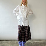 Pleated Midi Skirt (Brown/Blue)