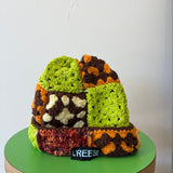 33 Crochet Granny Beanie (Neon Green/Orange)