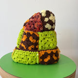 33 Crochet Granny Beanie (Neon Green/Orange)