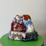 29 Crochet Granny Beanie (Pink/White)