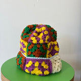 22 Crochet Granny Beanie (Purple/Gold)