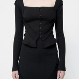 Open Neck Corset Cardigan (Black)