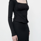 Open Neck Corset Cardigan (Black)
