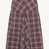 Pleated Midi Skirt (Brown/Blue)