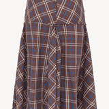 Pleated Midi Skirt (Brown/Blue)
