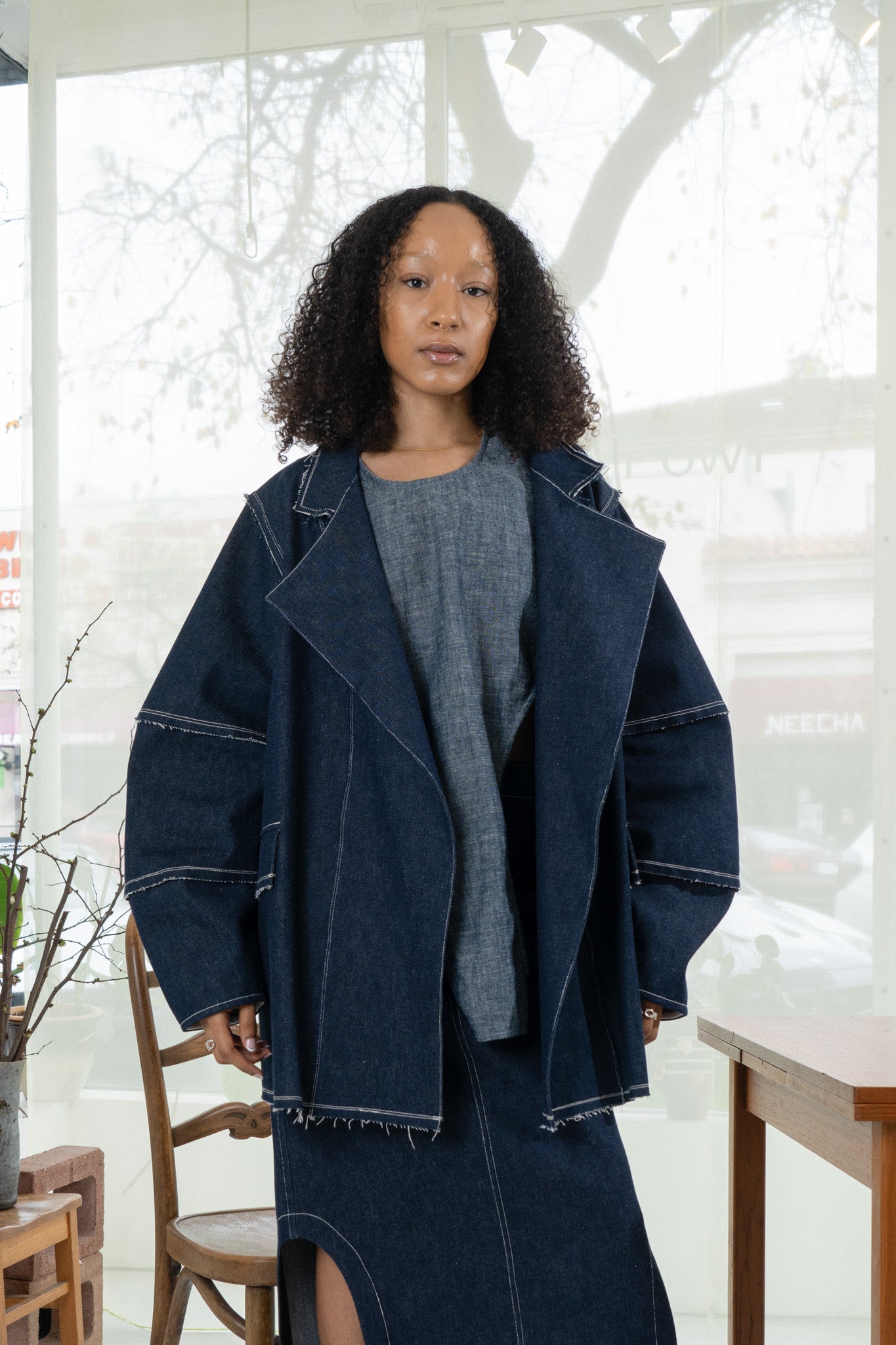 イモロングジャケット(切りっぱなしデニム)