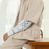 Taijitu Waffle Knit Long Sleeve Shirt (White)