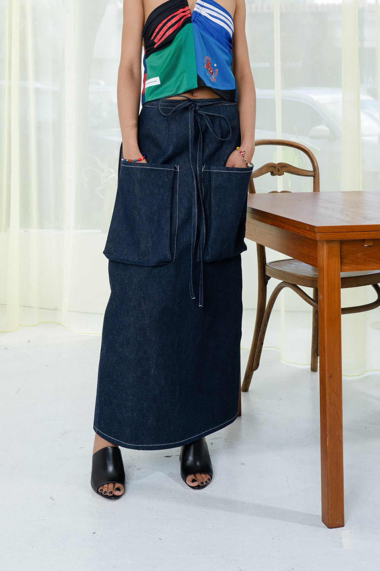 Big Pocket Wrap Skirt (Denim 3D Pockets)