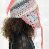 Knit Earflap Hat (Blue/Pink)
