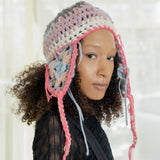Knit Earflap Hat (Blue/Pink)