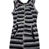 Striped Scoop Neck Zip Up w/ Pockets