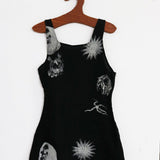 Linen Screen Print Mini Dress (Black)