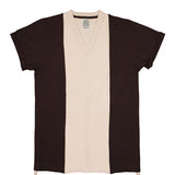 No. 113 Short Sleeve Knit V-Neck Shirt (Chocolate Brown)