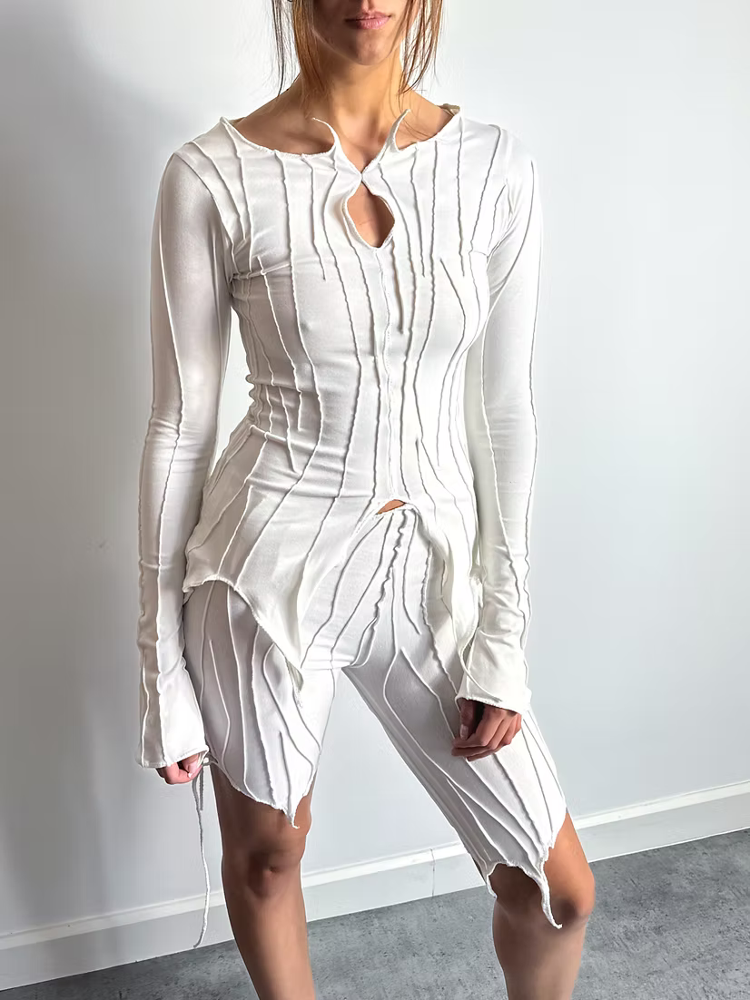 Flared Cardigan (White)