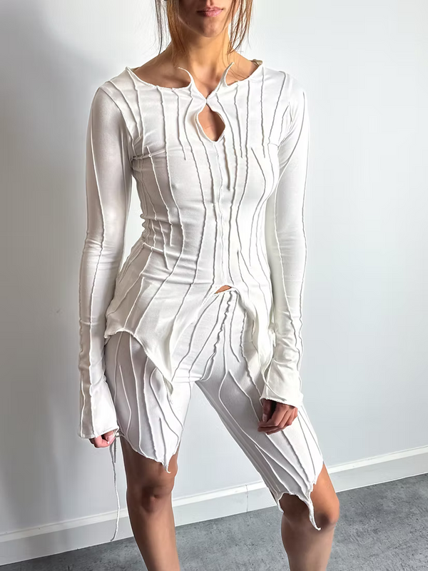 Flared Cardigan (White)