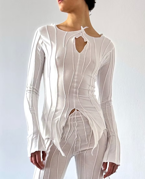 Flared Cardigan (White)