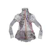 Gathered Sleeevs Turtleneck Zip Up Jacket (Camo)