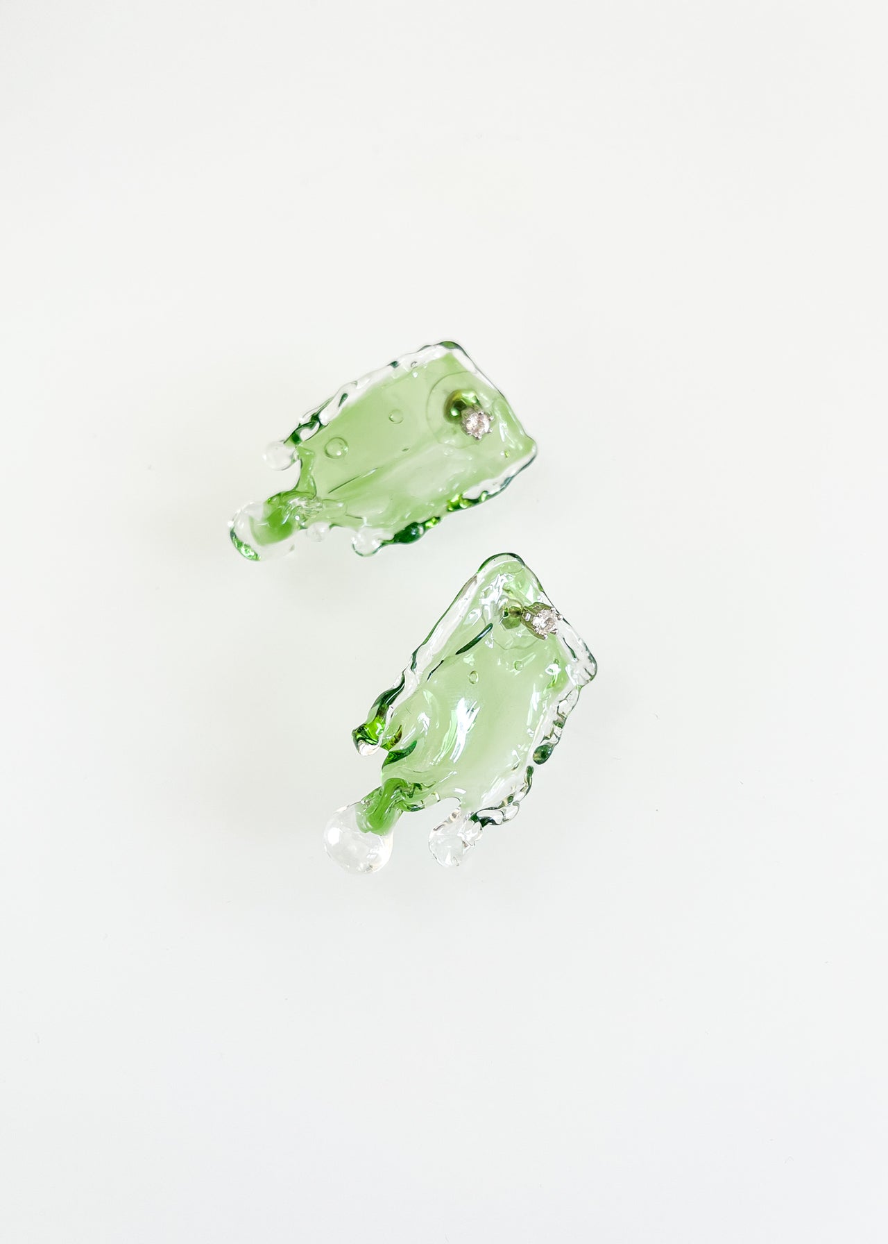 Shangri-La Glass + White Topaz Earrings (Green)