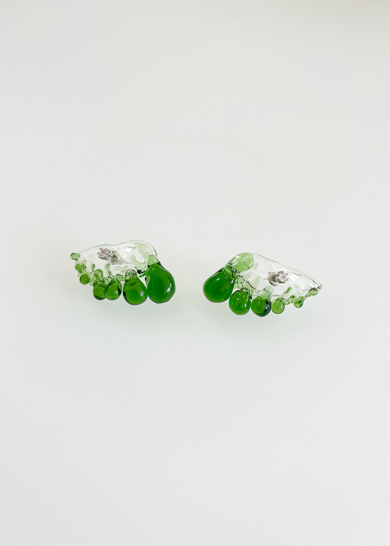 Shangri-La Glass + White Topaz Drip Earrings (Green)