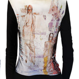 Graphic Scoop Neck Long Sleeve (Washed Black)
