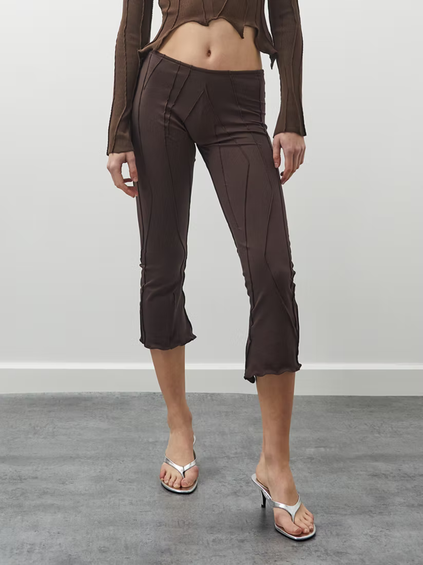 Mid Calf Flared Pant (Chocolate)