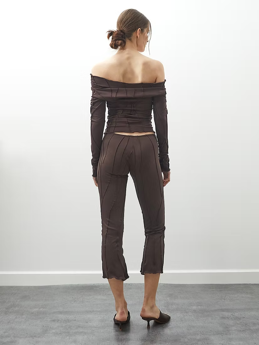 Mid Calf Flared Pant (Chocolate)