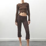 Mid Calf Flared Pant (Chocolate)