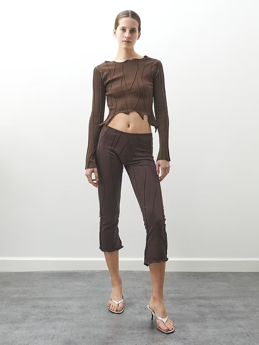 Mid Calf Flared Pant (Chocolate)