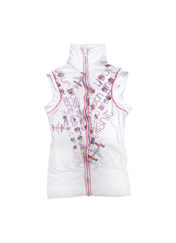 Zip Up Sleeveless Mock Neck
