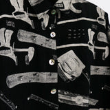 Tool Print Linen Button Down (Black)