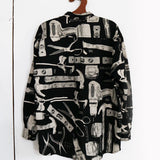 Tool Print Linen Button Down (Black)