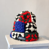 27 Crochet Granny Beanie (Blue/Red)