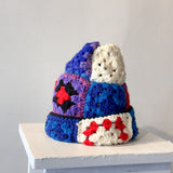 21 Crochet Granny Beanie (Red/Blue)