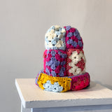 25 Crochet Granny Beanie (Magenta/Sky Blue)