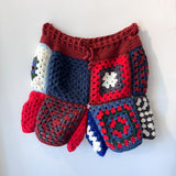 01 Patchwork Crochet Shorts (Red/Blue)