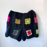 03 Crochet Granny Square Shorts (Black/Multi)