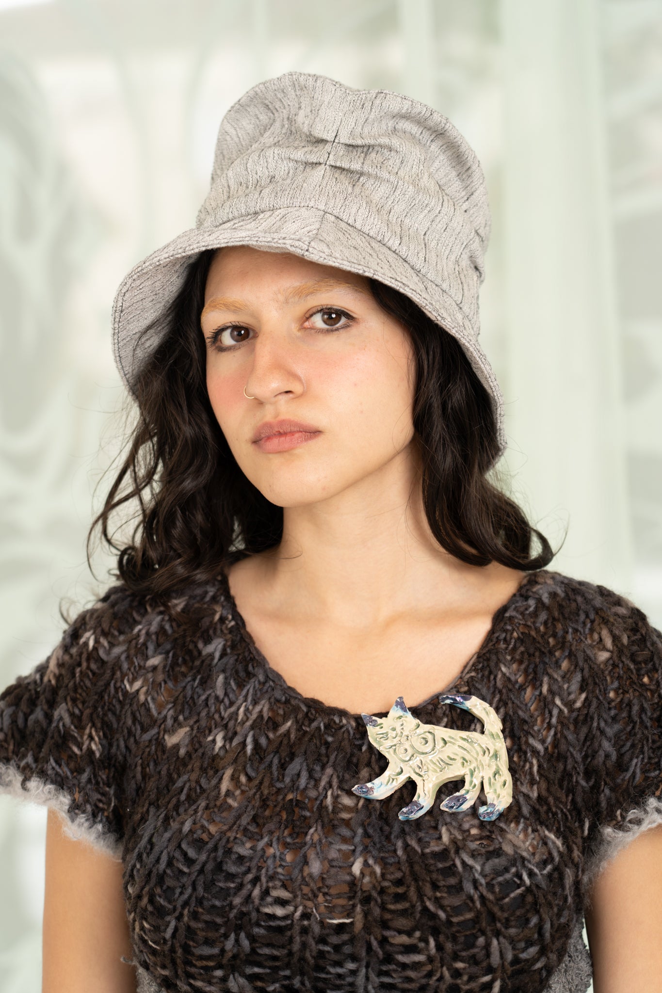 Iridescent Cat Brooch