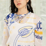 Graphic Mesh Top (Yellow/Blue)