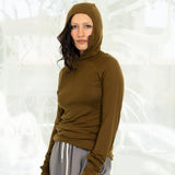 Merino Half Zip Hoodie L/S (Olive)