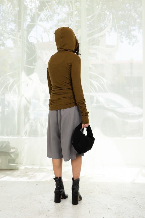 Merino Half Zip Hoodie L/S (Olive)