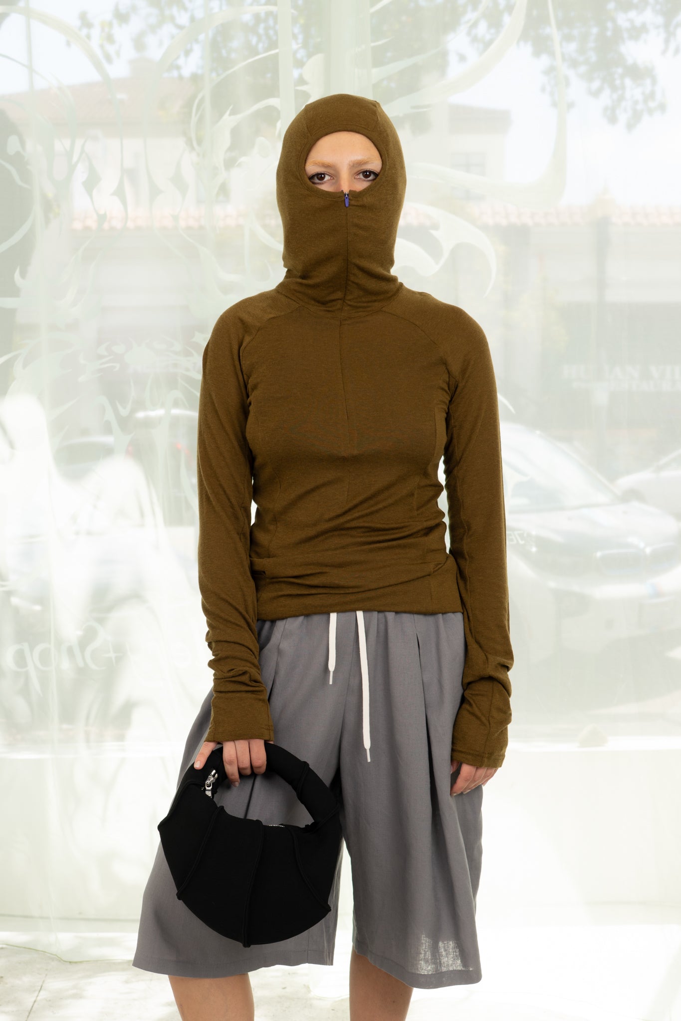 Merino Half Zip Hoodie L/S (Olive)