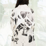 Table Cloth LS Blouse (White/Black)