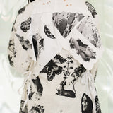 Table Cloth LS Blouse (White/Black)
