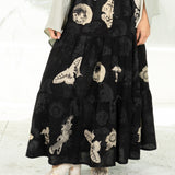 Double Printed Linen Skirt (Black)