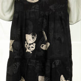 Double Printed Linen Skirt (Black)