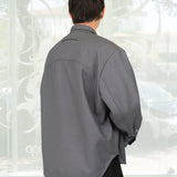 Suit Fabric Stand Collar Shirt (Gray)