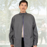 Suit Fabric Stand Collar Shirt (Gray)