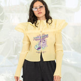 Graphic Pleats Blouse (Yellow)